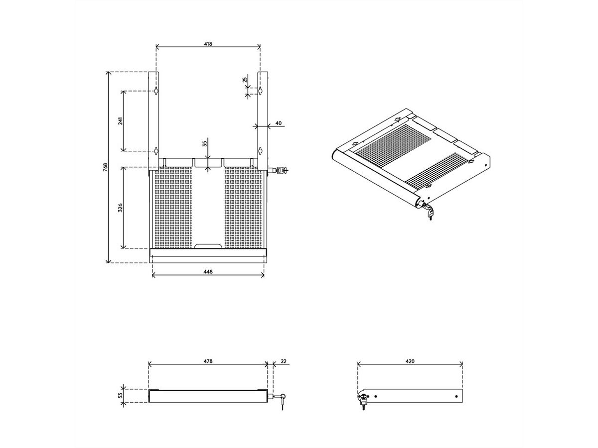 DATAFLEX Addit tiroir sécurisé pour laptop, 620, pour ordinateur portable, blanc