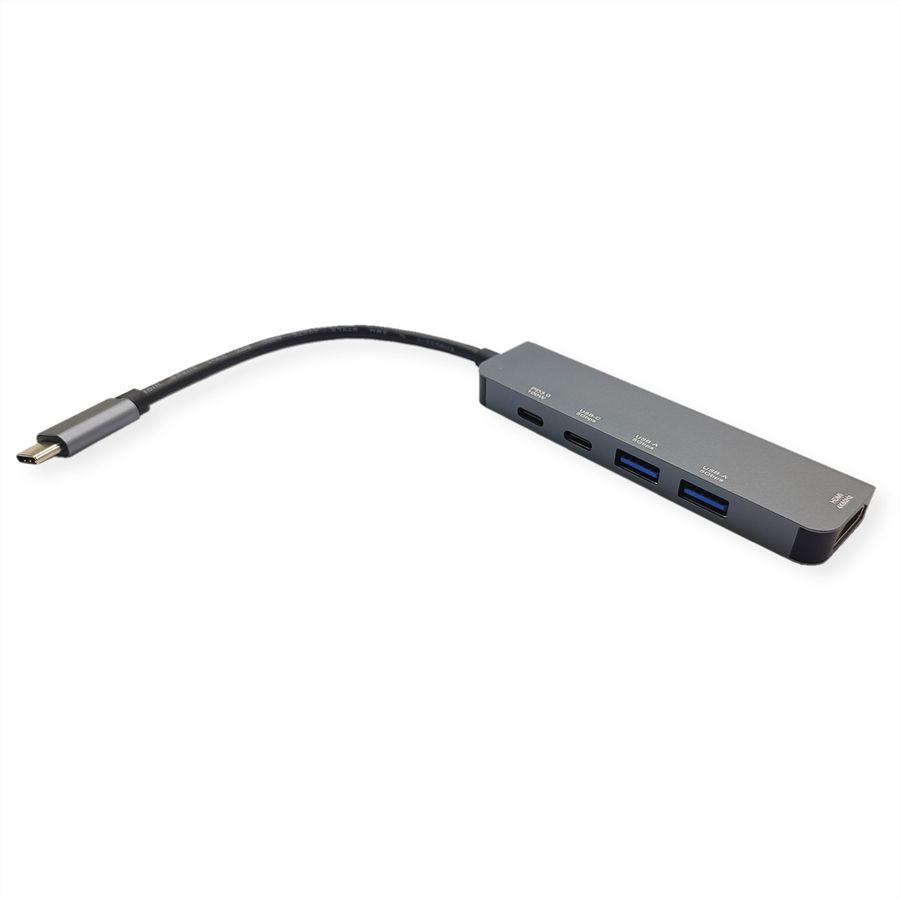 VALUE Station d'accueil USB type C, HDMI 4K60, 3x USB3.2 Gen1 (1x C + 2x A), 1x PD