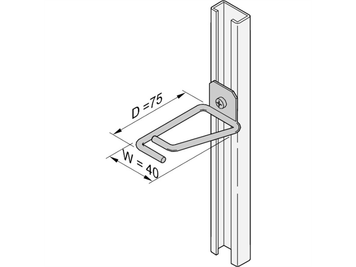 Oeillet de câble SCHROFF pour rail en C, acier, 40 x 75 mm