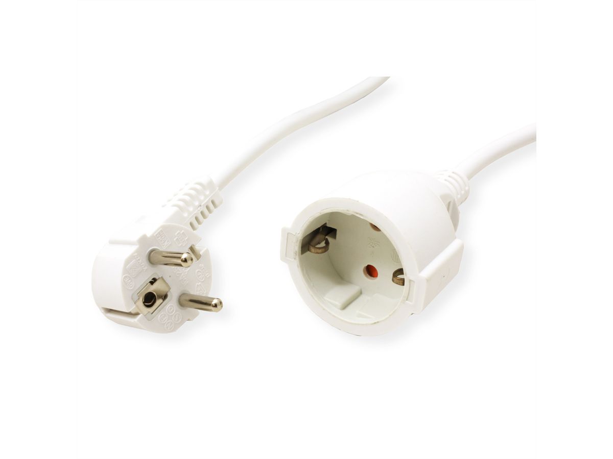 VALUE AC230V Câble prolongateur, prises type 2P+T allemand, blanc, 10 m