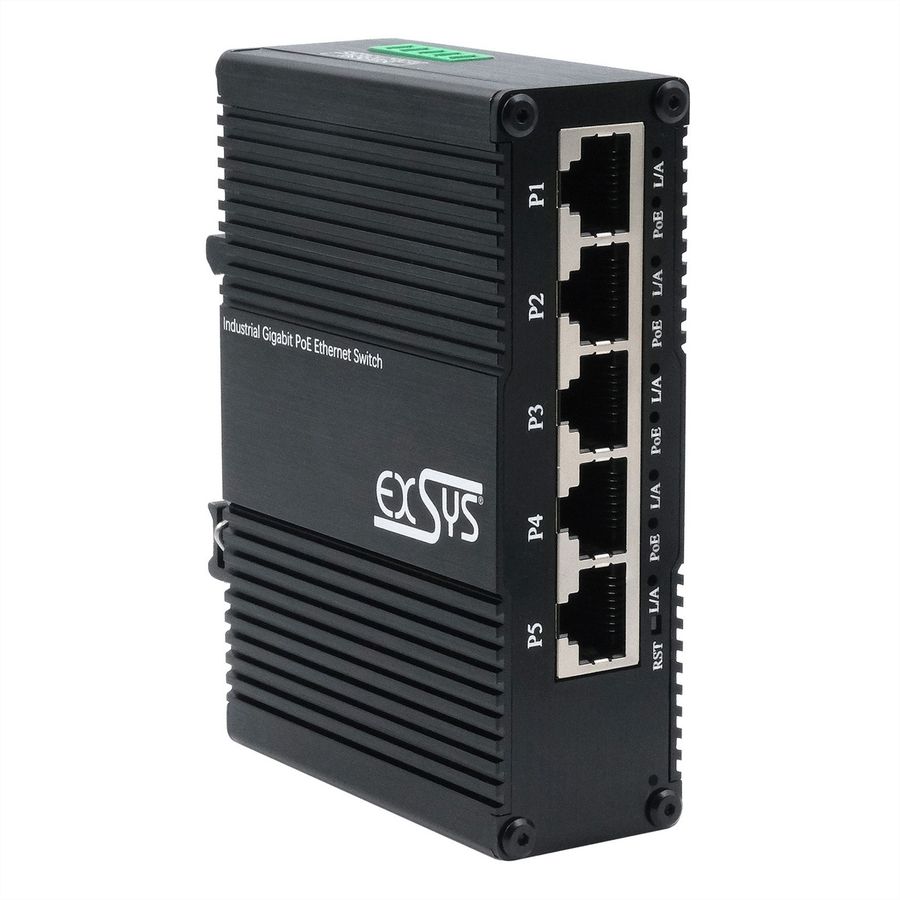EXSYS EX-62030MPoE Mini Switch Gigabit SFP PoE+ industriel 5 ports, géré via le Web
