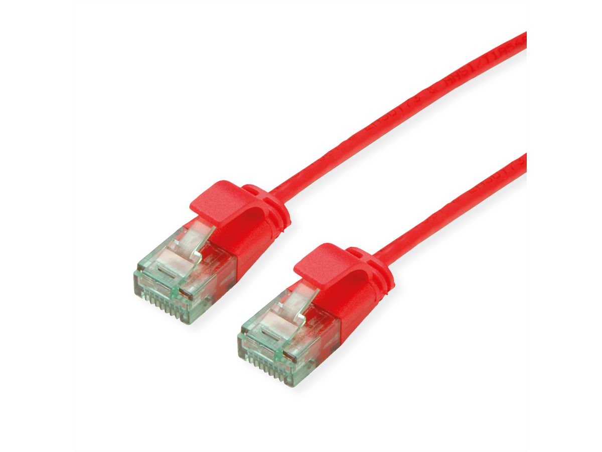 ROLINE RM Cordon Data Center UTP Cat.6A (Classe EA), slim, rouge, 0,3 m