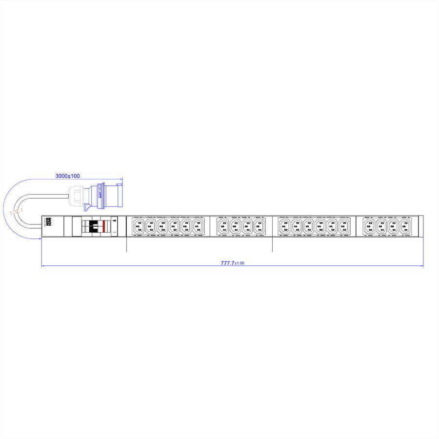BACHMANN IT PDU ALU 1U 20x C13 2x CEE 32A bleu