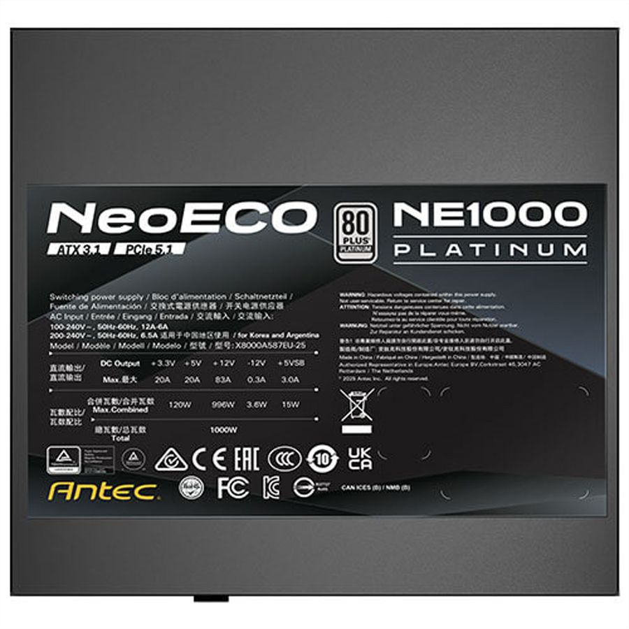 ANTEC NE850P EC Bloc d'alimentation 1000W, noir