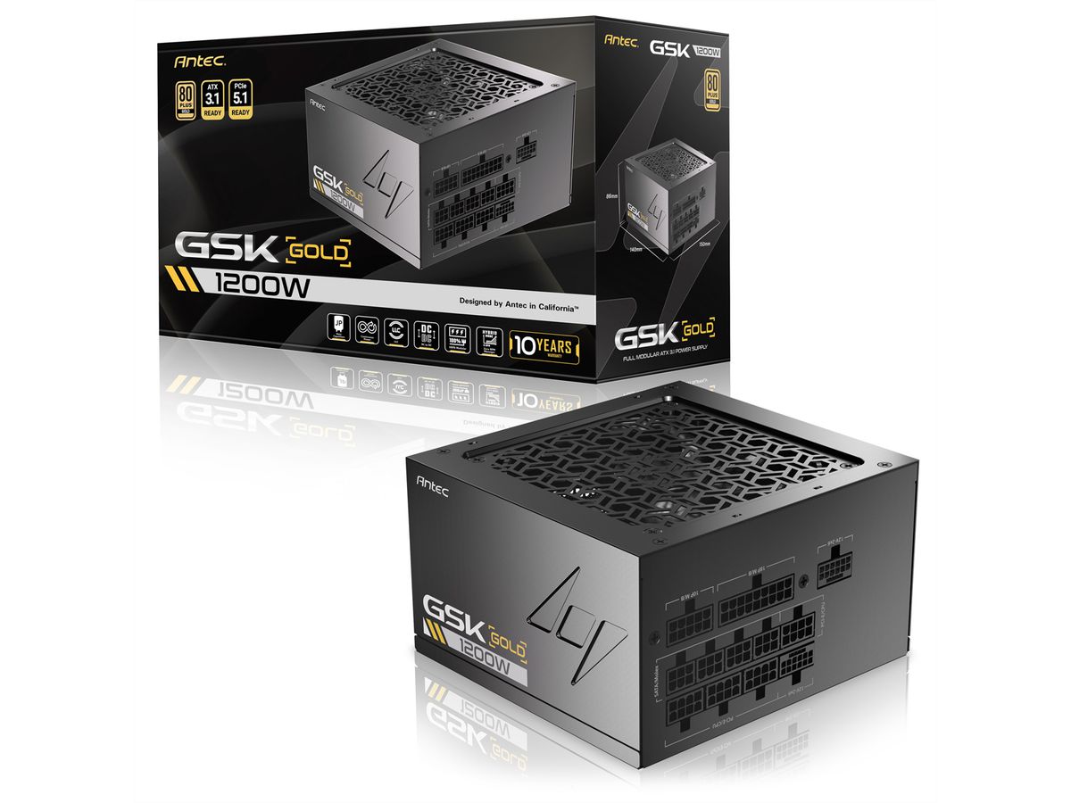 ANTEC GSK 1200 ATX3.1 Bloc d'alimentation 1200 W entièrement modulaire, certifié 80 PLUS Gold
