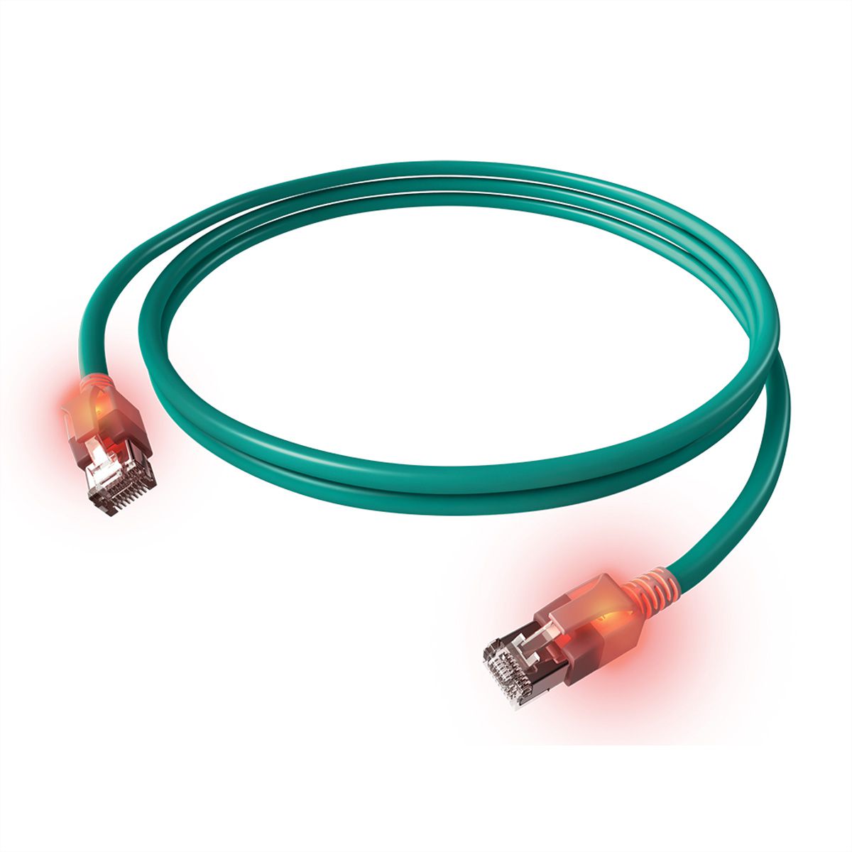 Cordon EasyLan DualBoot® LED Cat.6A (Classe EA) S/FTP, LSOH, turquoise, 7,5 m