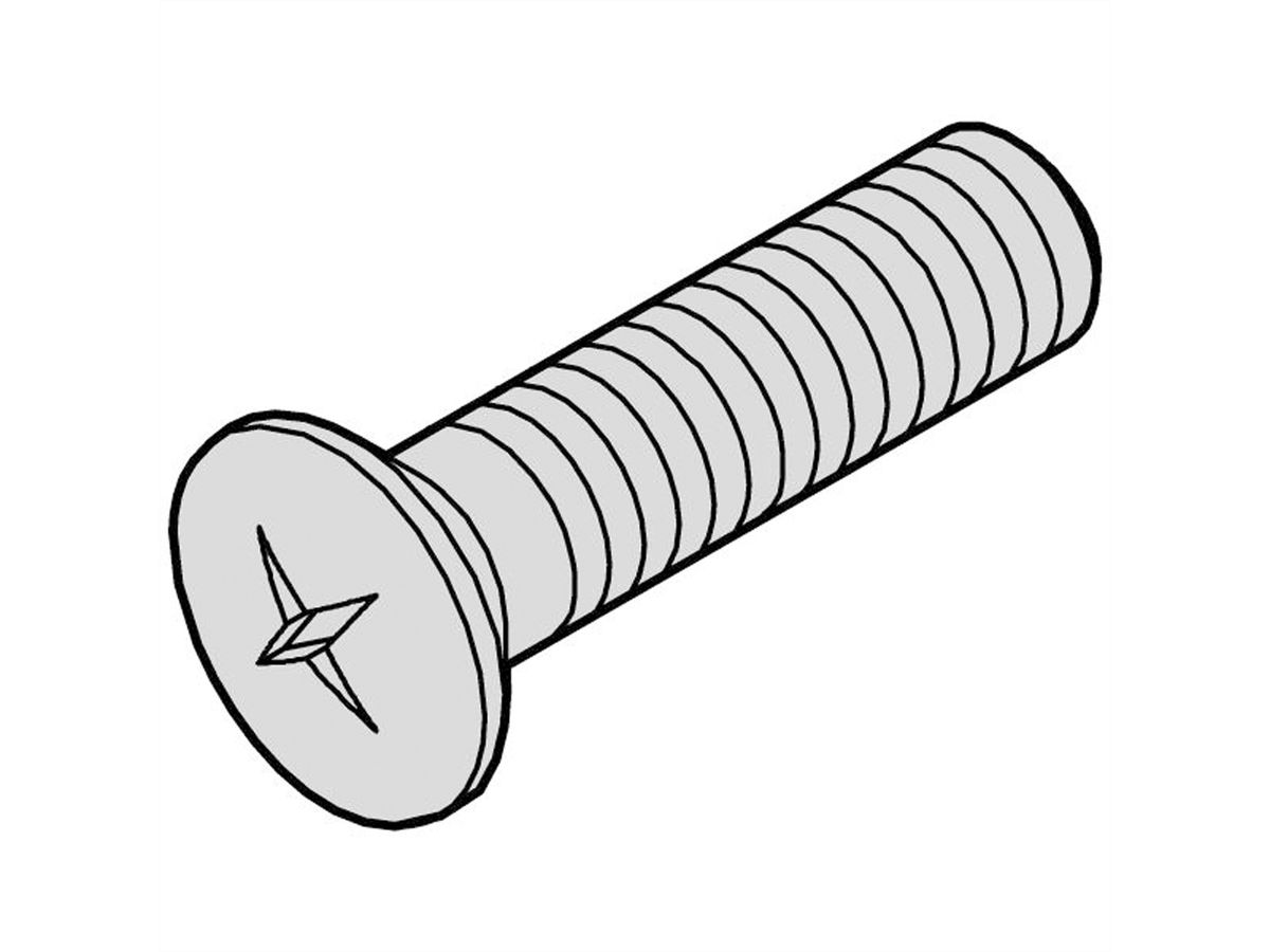 Vis à tête fraisée de SCHROFF, surélevée, empreinte cruciforme, M2.5x10 mm, acier nickelé