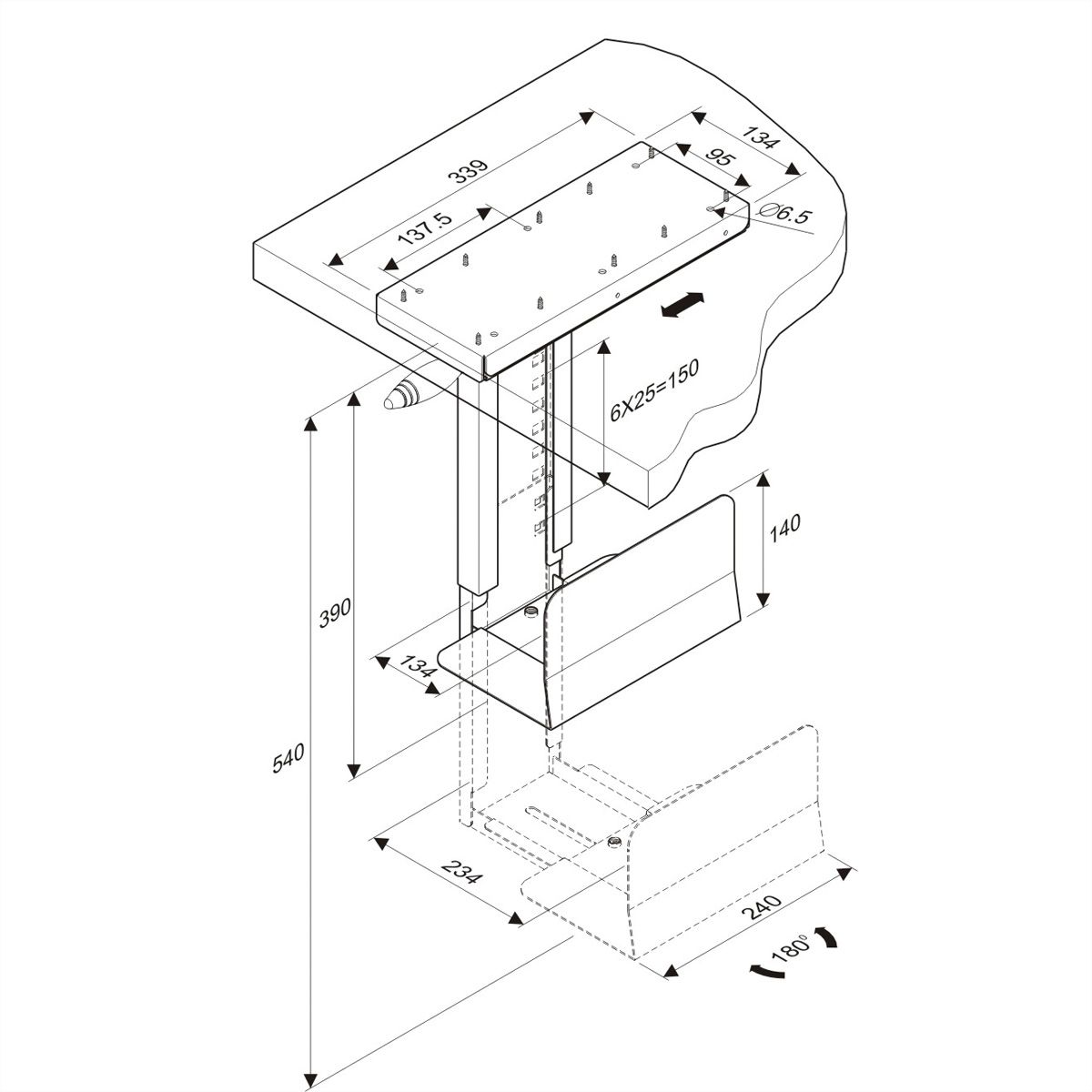 ROLINE Support PC pivotant, argent
