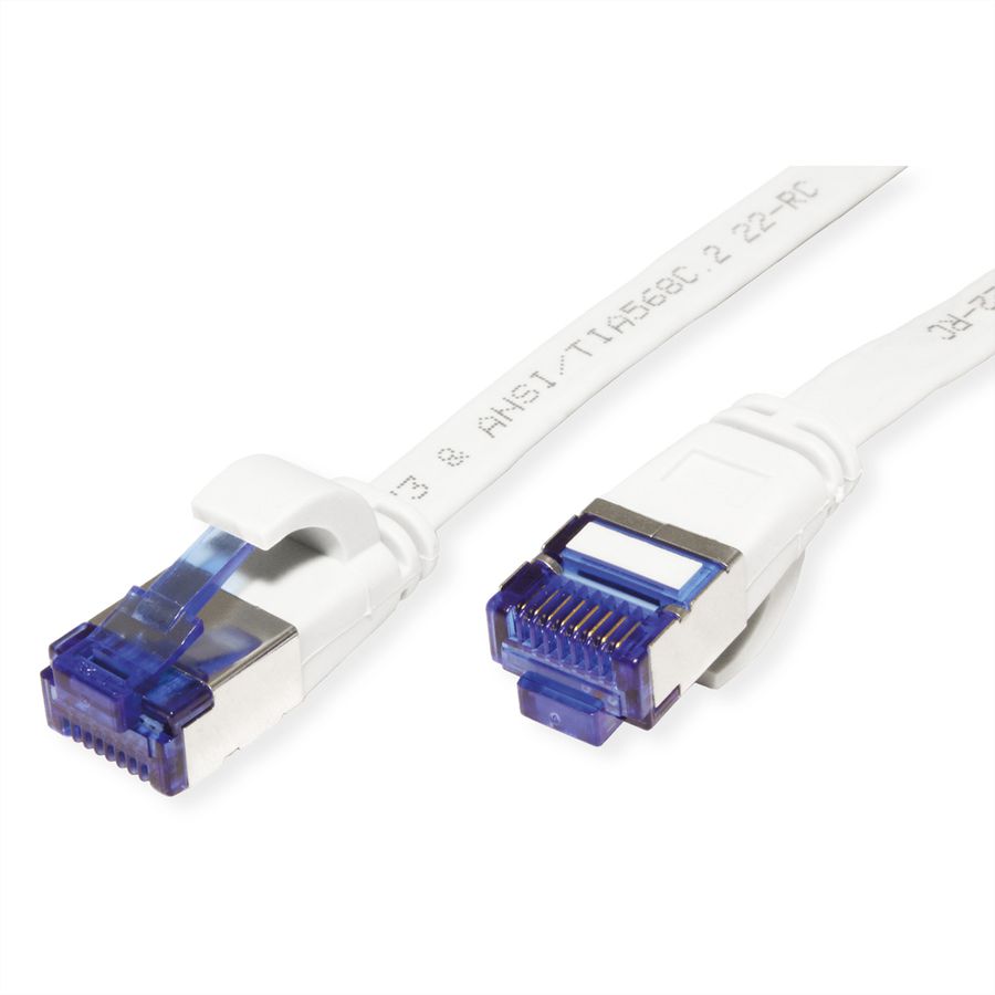 Cordon VALUE Cat.6A (Classe EA) F/UTP confectionné, plat, blanc, 3 m