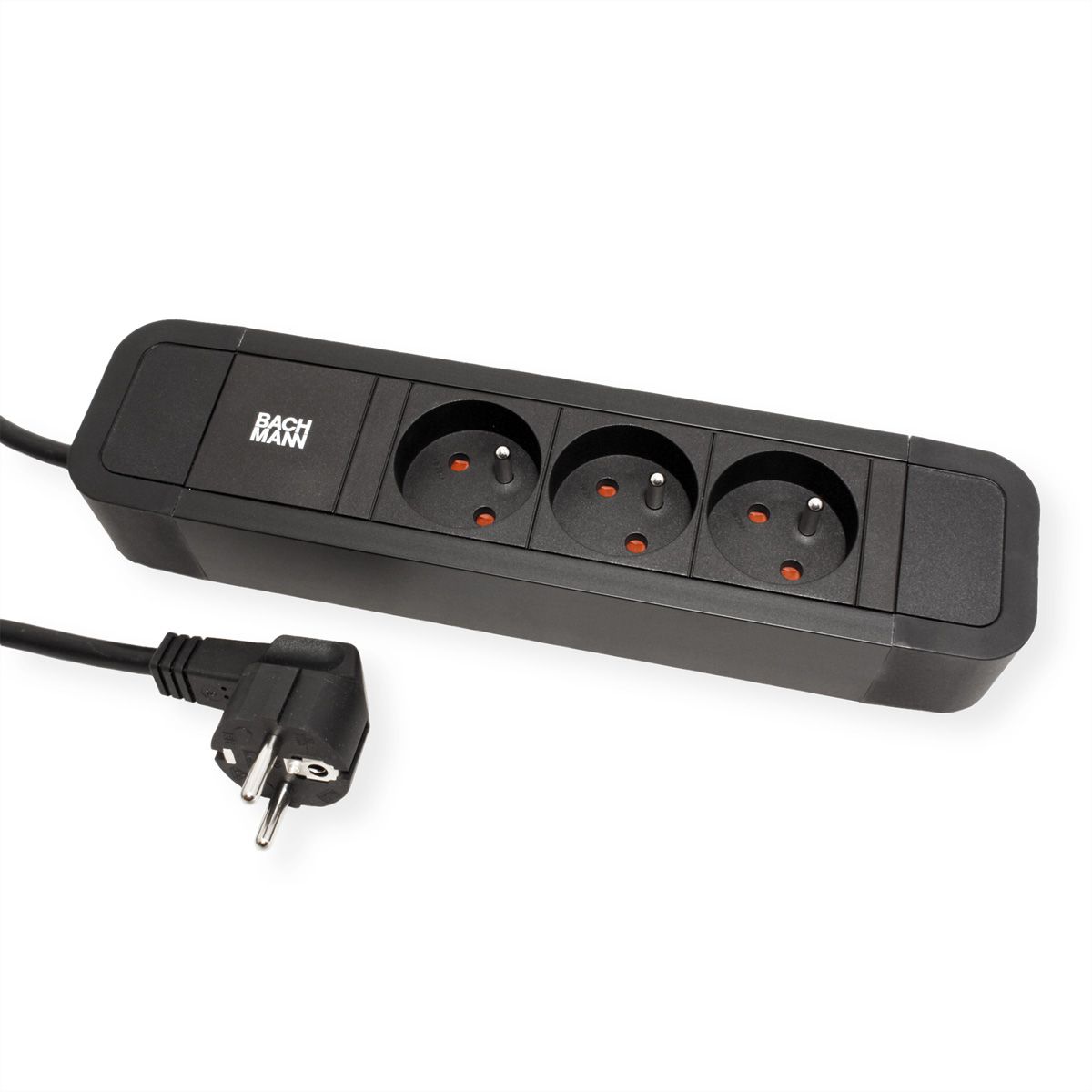 BACHMANN PRIMO2 Prise multiple 3x UTE, aluminium, noir, 2 m