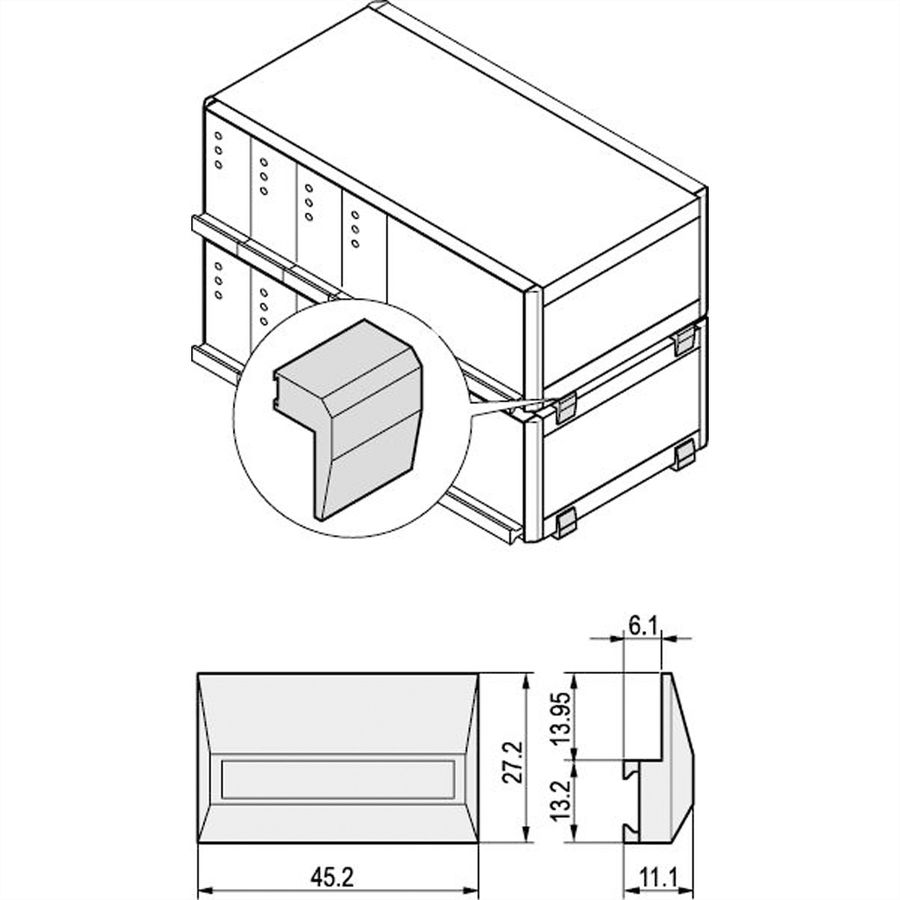 Kit d'aide à l'empilage SCHROFF pour RatiopacPRO/-Air Case ou Interscale, RAL 9006