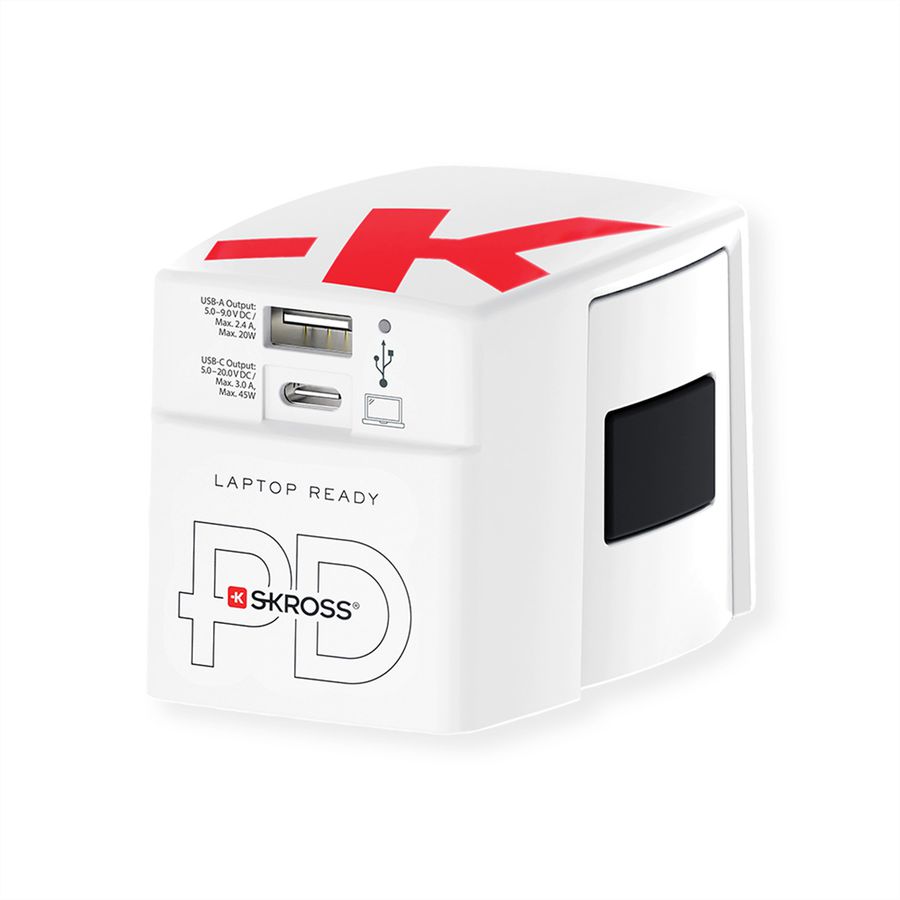 SKROSS Chargeur USB universel A/C 45PD avec câble USB-C, monde
