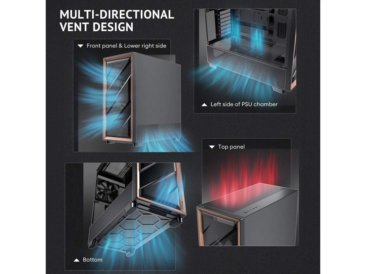 ANTEC FLUX Boîtier PC Midi Tower Gaming ATX, noir