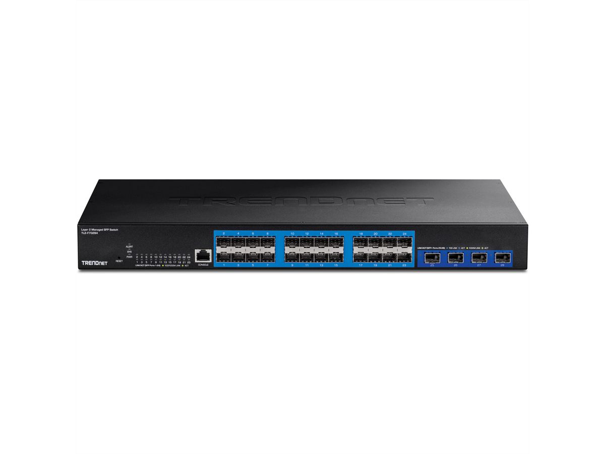 TRENDnet  TL2-F70284 Switch SFP de couche 2 administrable à 28 ports,  avec ports SFP+ 10G