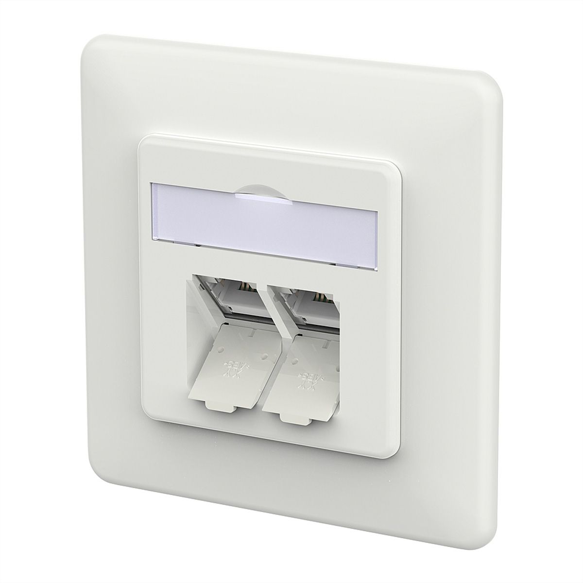 METZ CONNECT E-DAT C6A LSA++ Prise, 2 ports, encastré (UP), blanc signalisation brillant