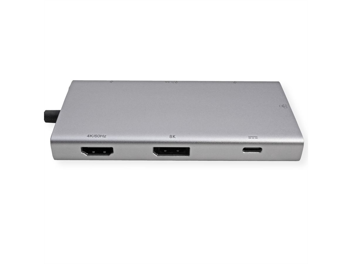 VALUE Station d'accueil USB type C, HDMI+DP, 4K60, 3x US3.2Gen1 (1x C + 2x A), 1x PD, 1x RJ45