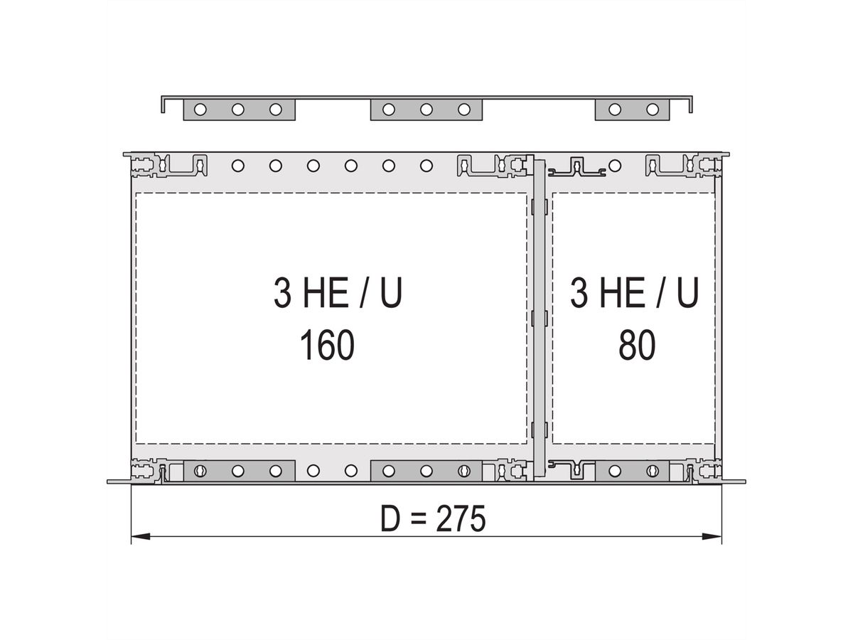Plaque de recouvrement EuropacPRO SCHROFF pour boulonnage au panneau latéral, 42 HP, 275 mm