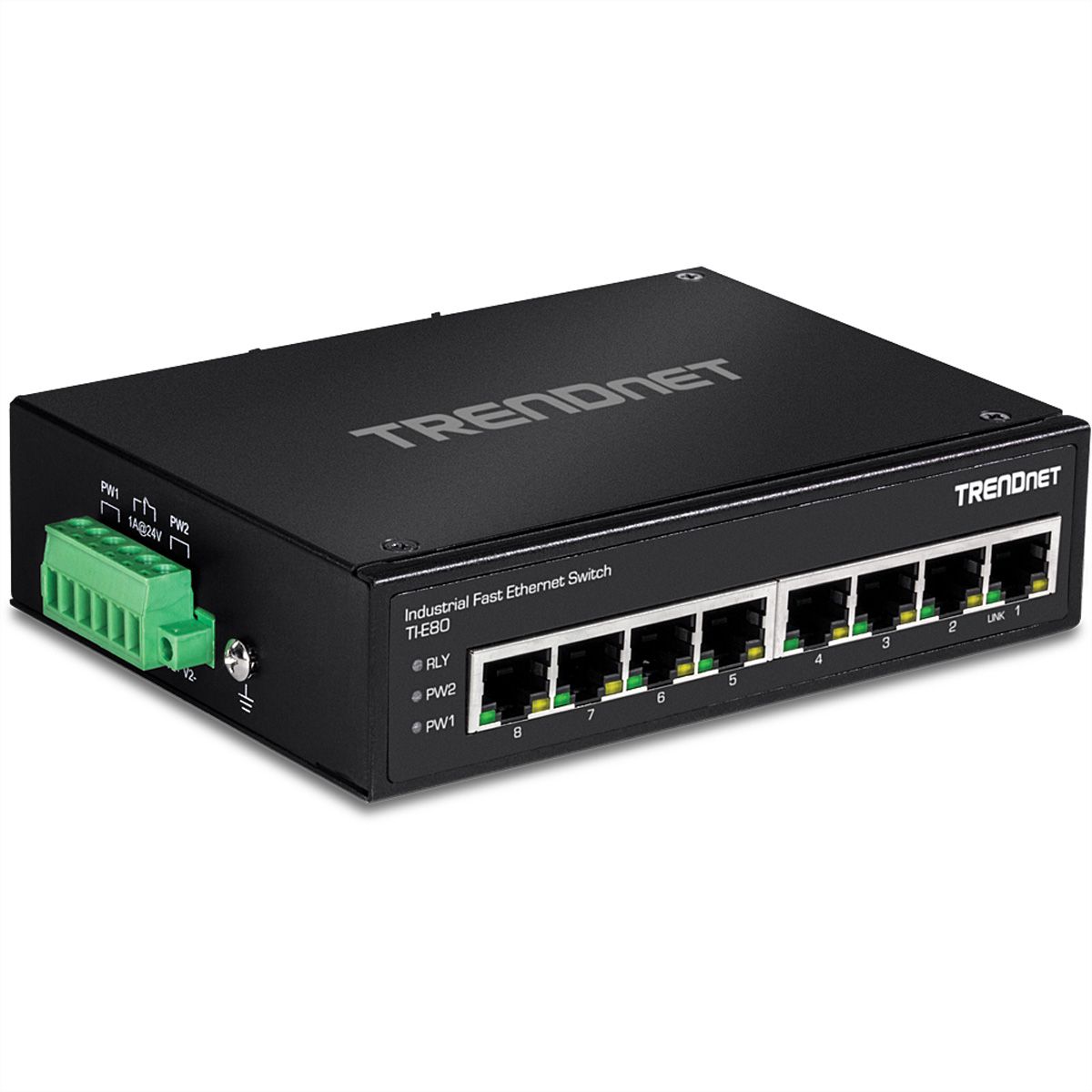 TRENDnet TI-E80 Switch Rail DIN Fast Ethernet industriel à 8 ports