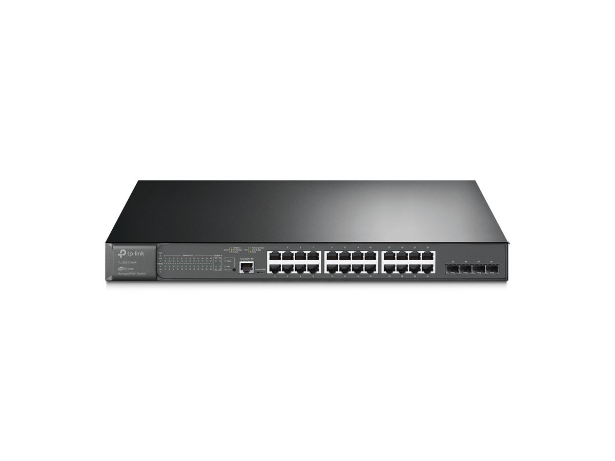 TP-Link TL-SG3428MP commutateur réseau Géré L2/L3 Gigabit Ethernet (10/100/1000) Connexion Ethernet, supportant l'alimentation via ce port (PoE) 1U Noir