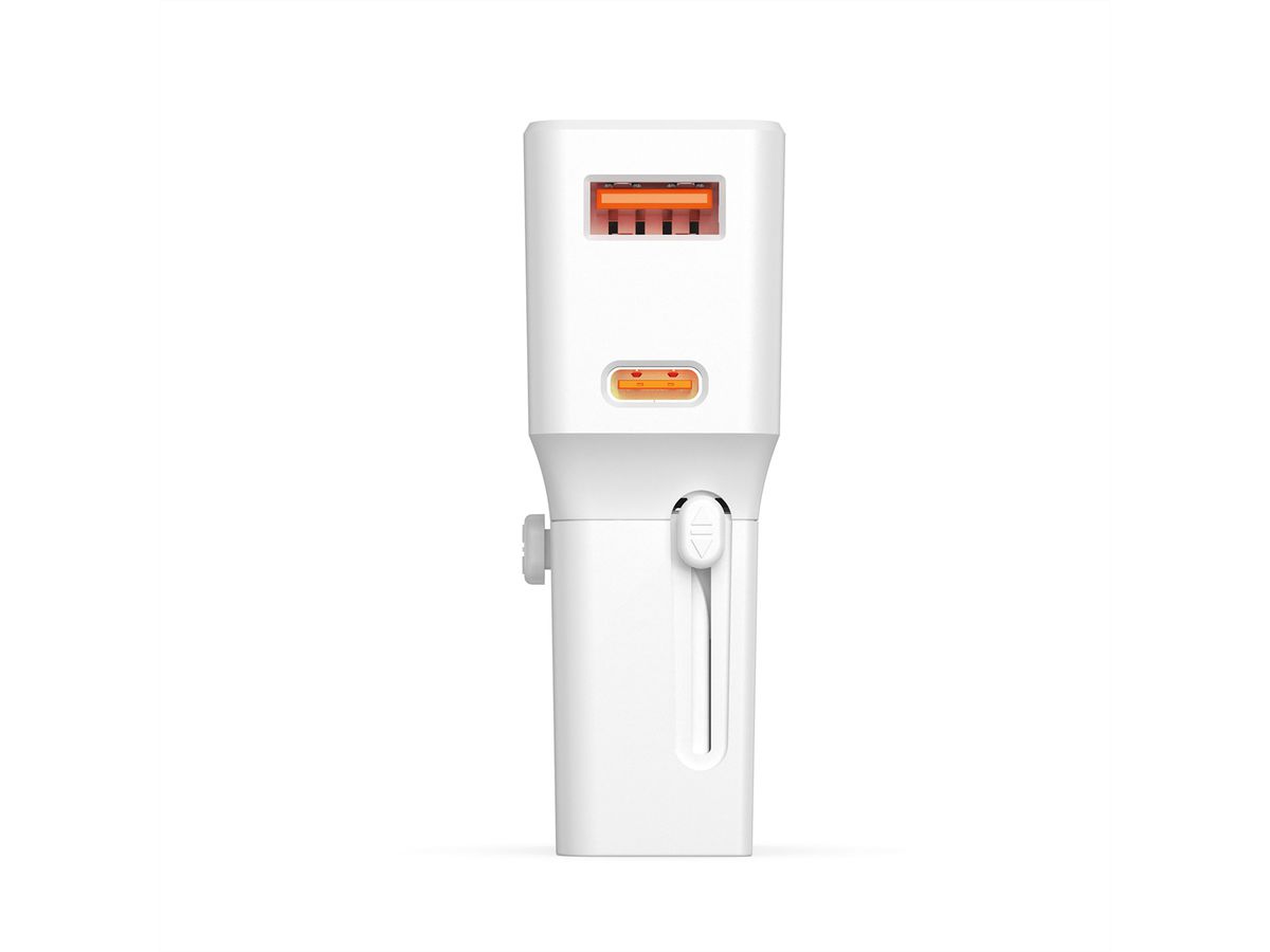 ROLINE Chargeur de voyage USB avec prise UK/US/Euro, 2 ports, 1x QC3.0 A + 1x C (PD), 25W