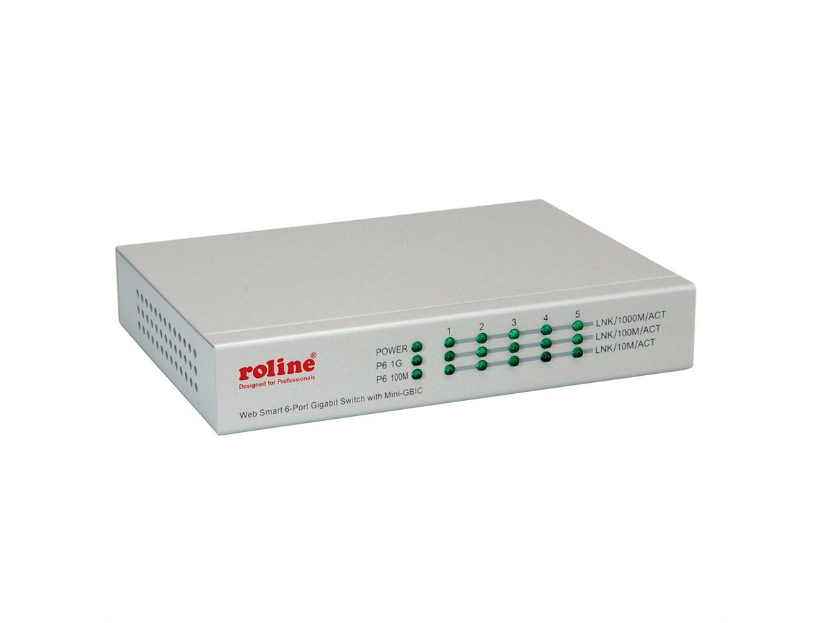 ROLINE Switch Gigabit Ethernet, 6 ports (5x 10/100/1000 + 1x SFP), WebSmart