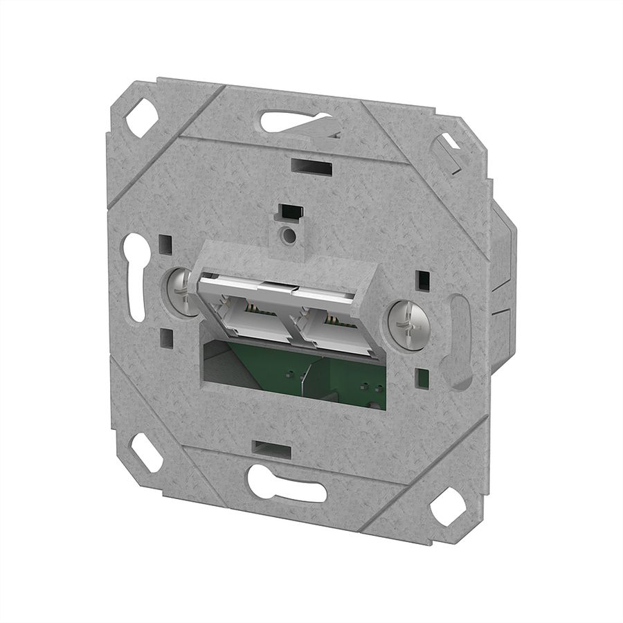 METZ CONNECT E-DAT C6A IDC Prise, 2 ports, encastré pour gammes d'interrupteurs design (UP0), métallique