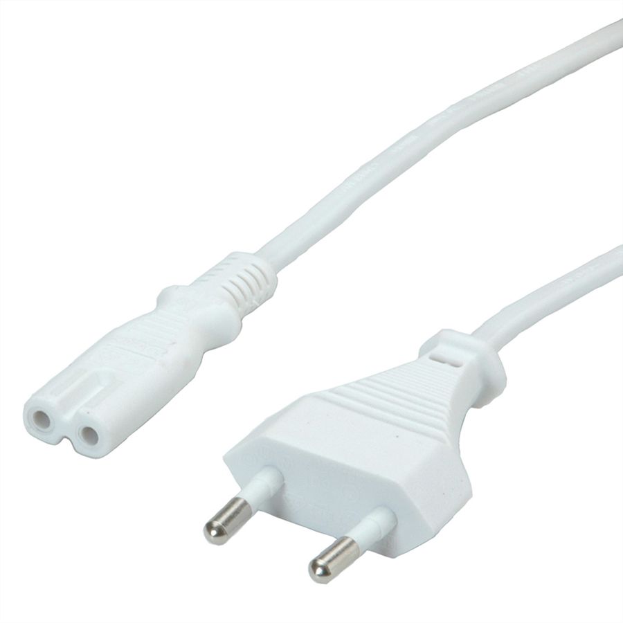 VALUE Cordon secteur bipolaire, blanc, 1 m