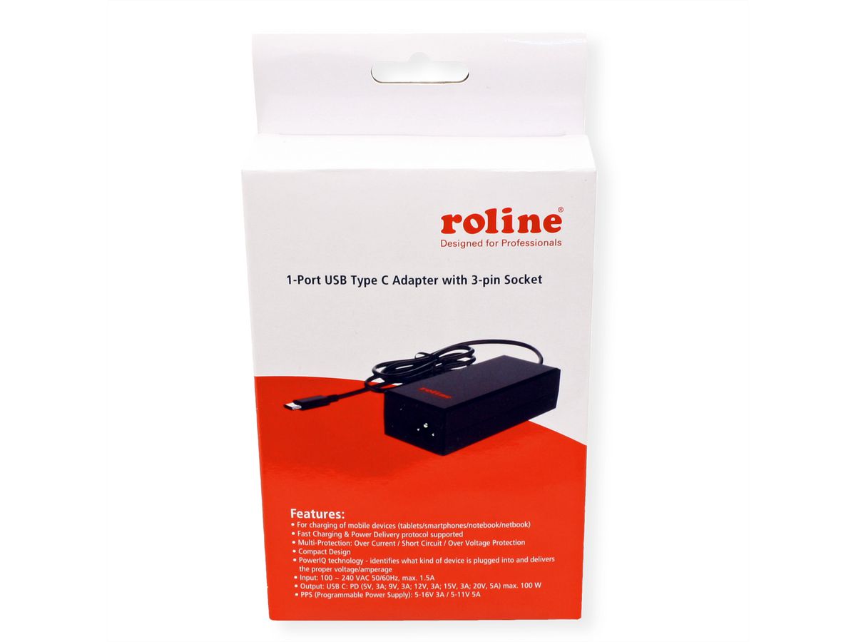 ROLINE Chargeur USB avec prise C5/C6, 1x USB-C, 100 W