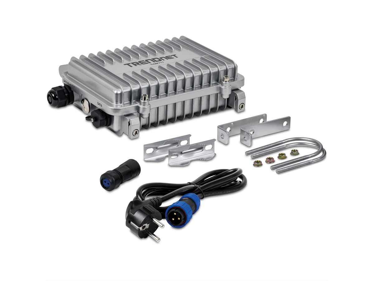 TRENDnet TI-OBF711 Convertisseur industriel de médias pour extérieur SFP+ 10G vers PoE++ 10G (95W)