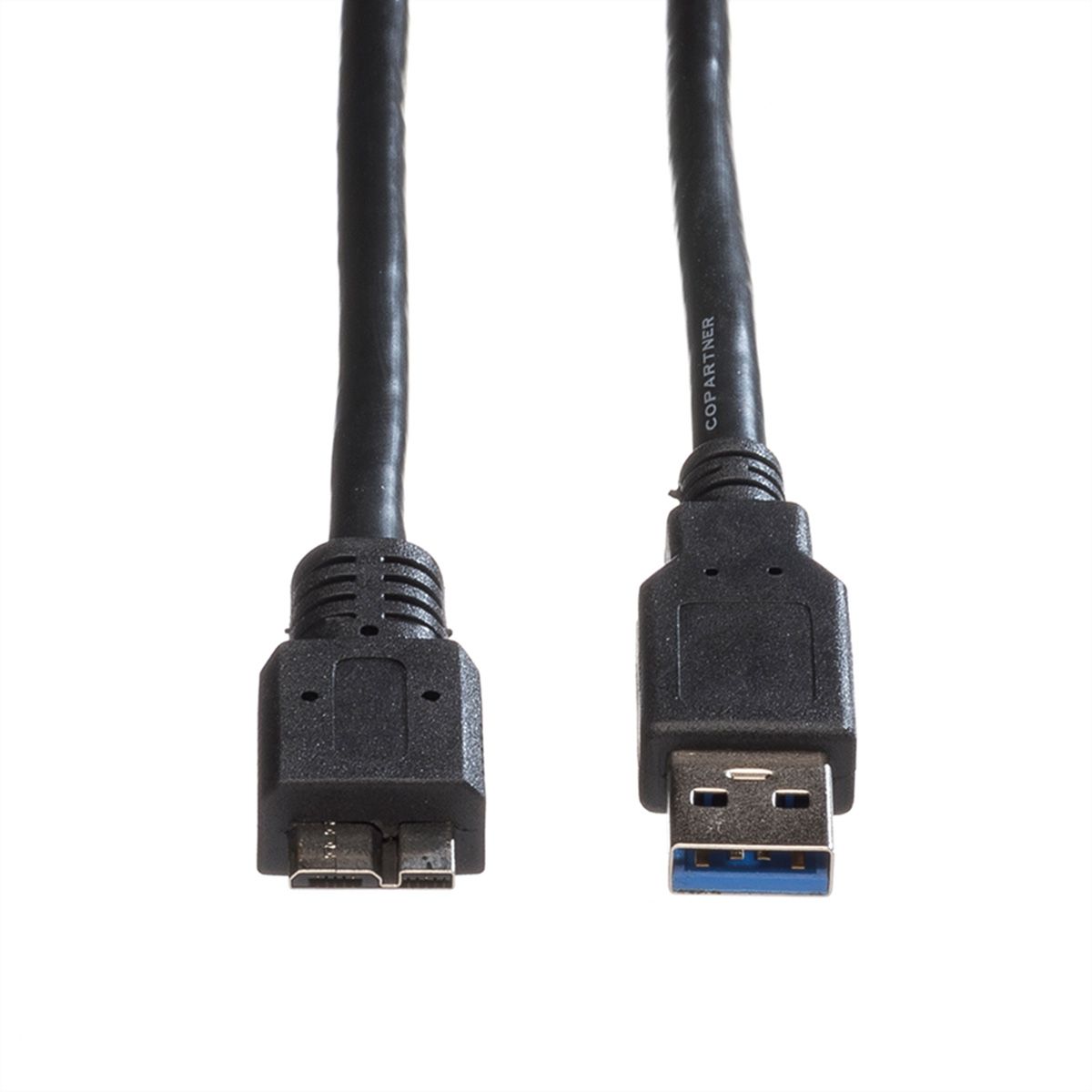 ROLINE Câble USB 3.2 Gen 1, A M - Micro B M, noir, 0,8 m