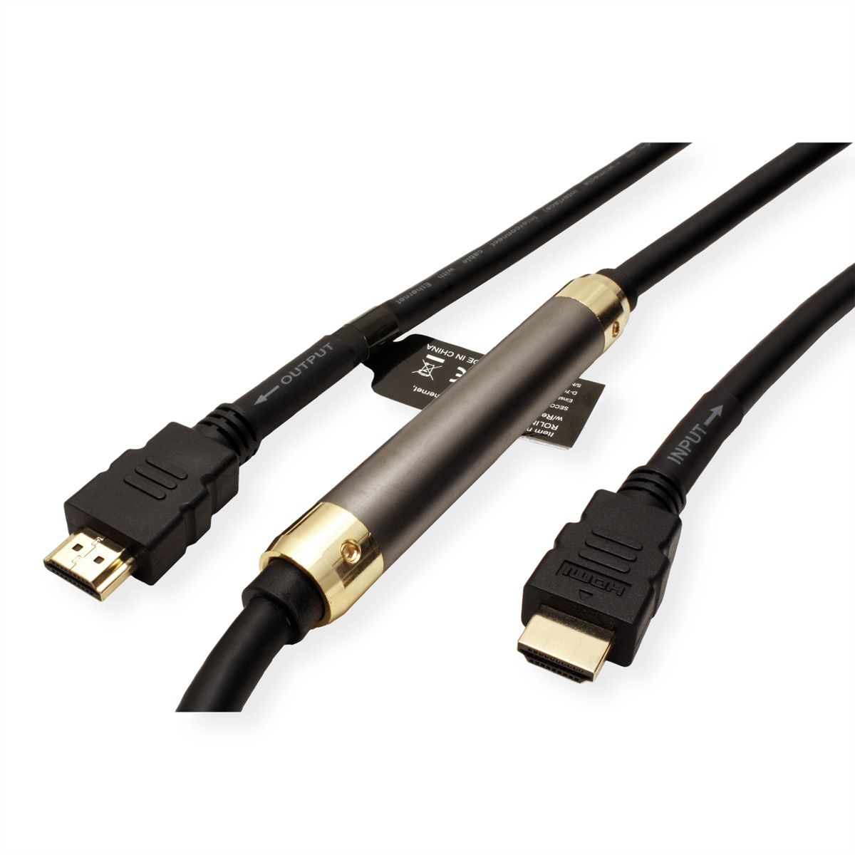 ROLINE Câble HDMI High Speed + Ethernet, avec Repeater, 25 m