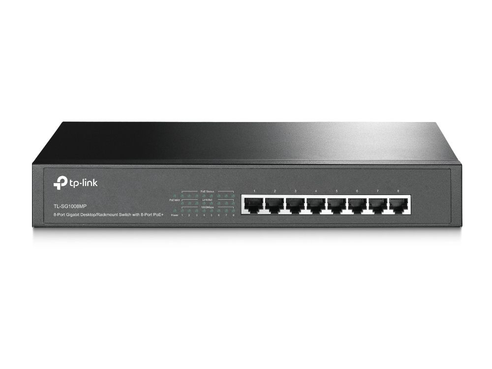 TP-Link TL-SG1008MP commutateur réseau Non-géré Gigabit Ethernet (10/100/1000) Connexion Ethernet, supportant l'alimentation via ce port (PoE) Noir