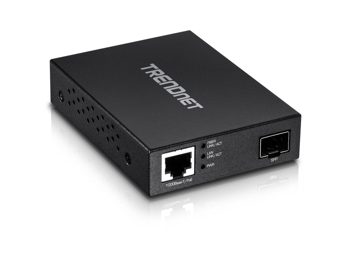 TRENDnet TFC-PGSFP Convertisseur de médias fibre SFP PD PoE Gigabit