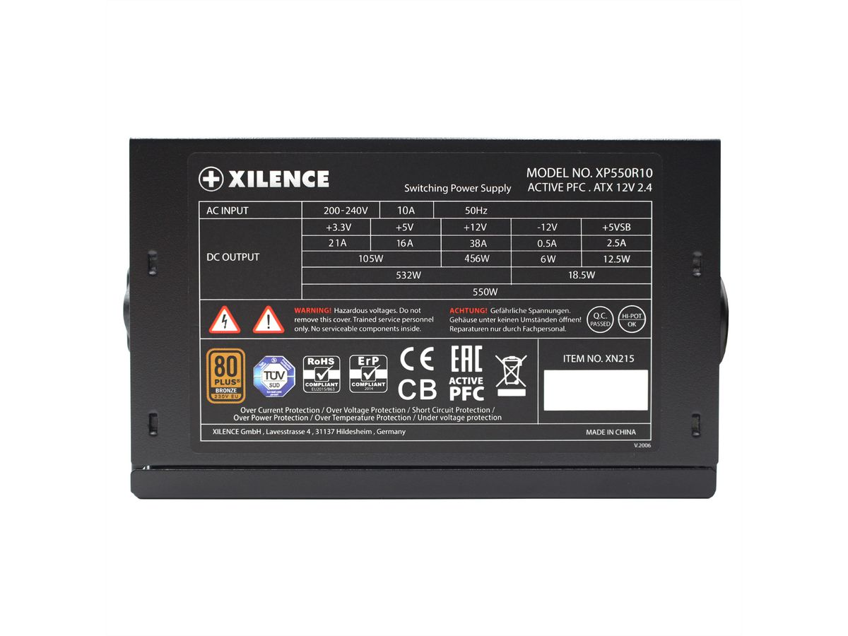 Xilence XP550R10 550W Alimentation PC, 80+ Bronze, Gaming, ATX