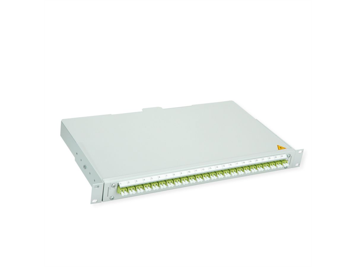 TELEGÄRTNER BASIS V Panneau fibre optique avec coupleurs & Pigtails , 24x LC Duplex, vert sapin, OM5
