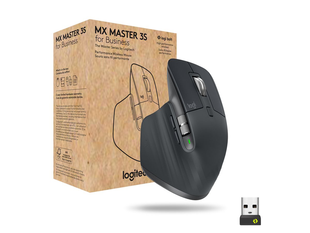 Logitech MX Master 3s for Business souris Droitier RF sans fil + Bluetooth Laser 8000 DPI graphite