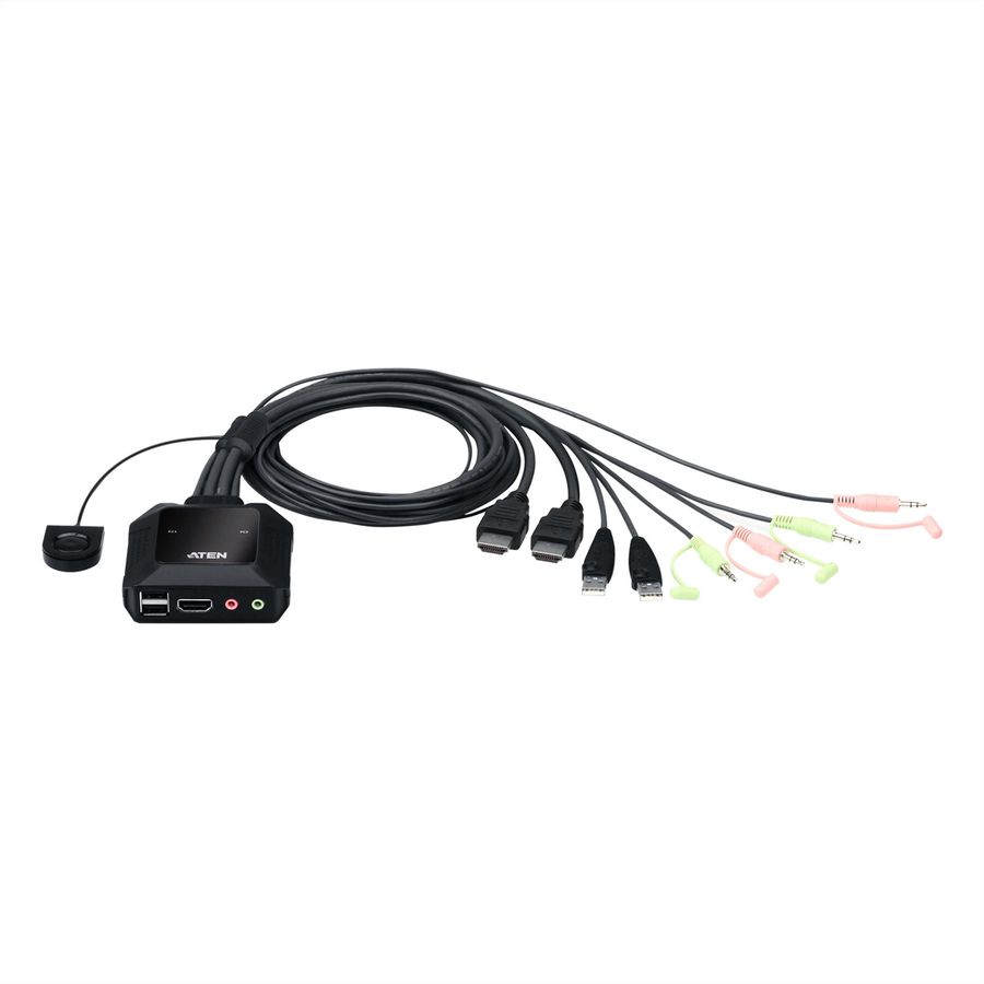 ATEN CS22H Commutateur KVM câble HDMI 4K USB 2 ports avec sélecteur de port distant