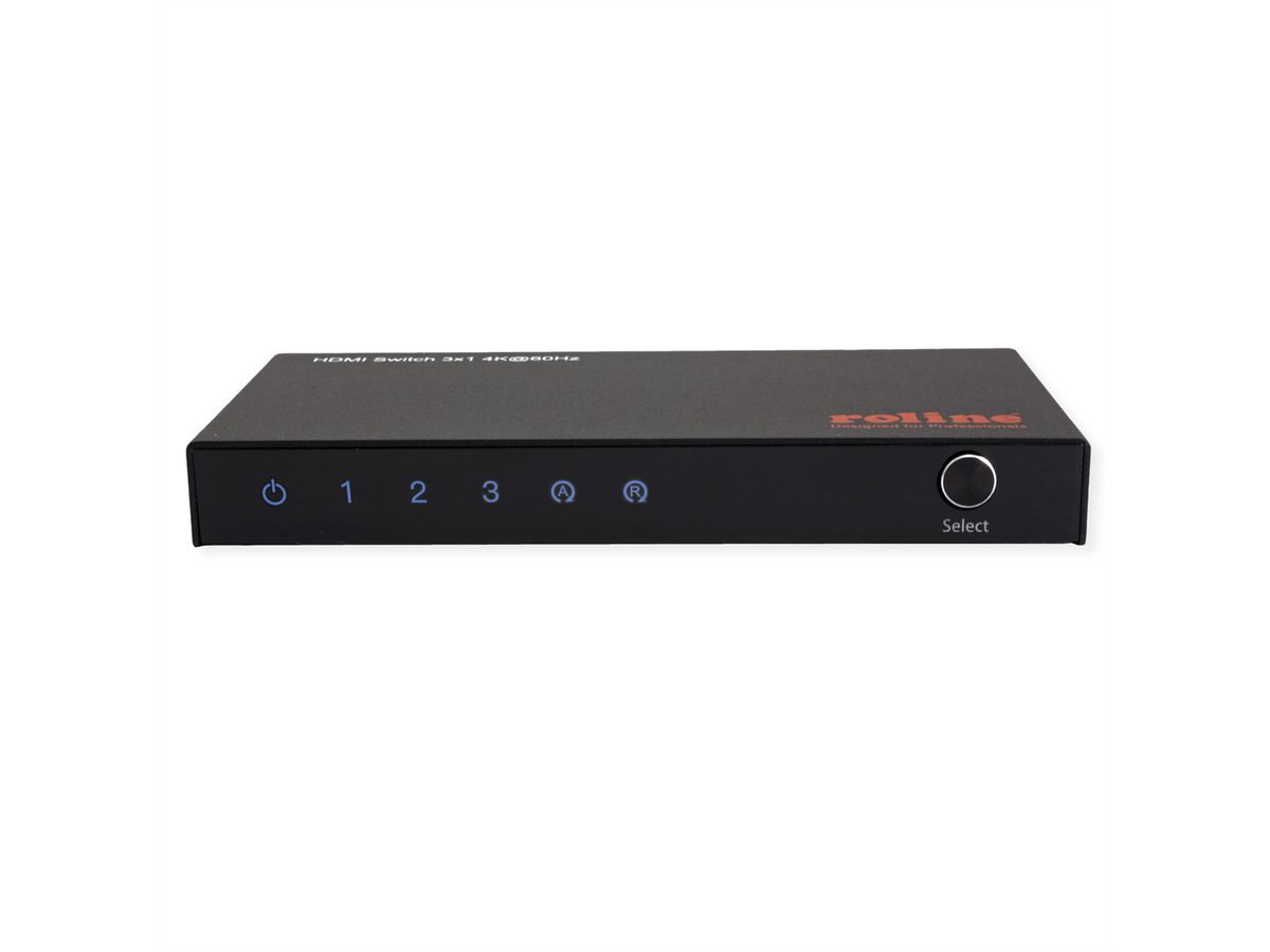 ROLINE Switch HDMI 4K à 3 ports, avec télécommande