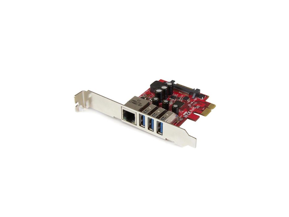 StarTech.com Carte PCI Express à 3 ports USB 3.0 et 1 port Gigabit Ethernet avec UASP