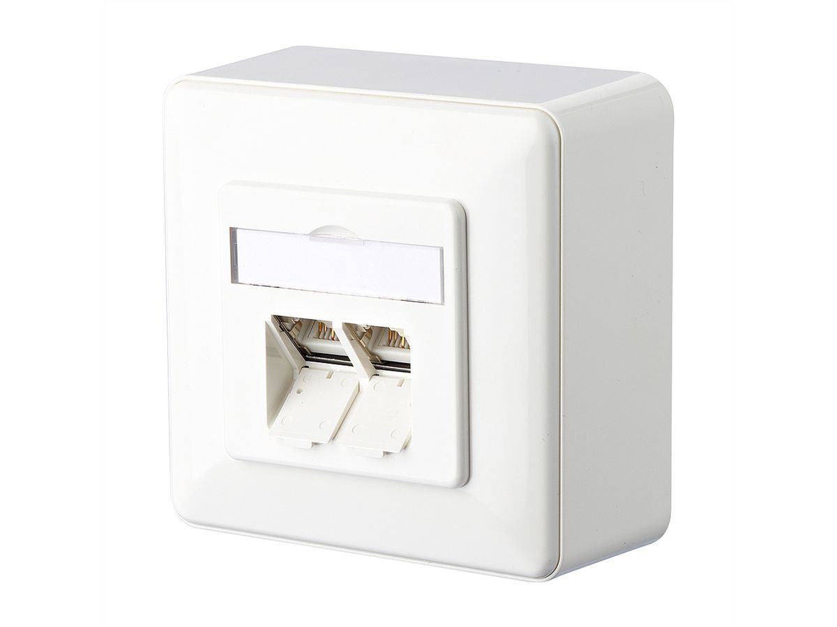 METZ CONNECT E-DAT C6 Prise, 2 ports, apparent (AP), blanc pur