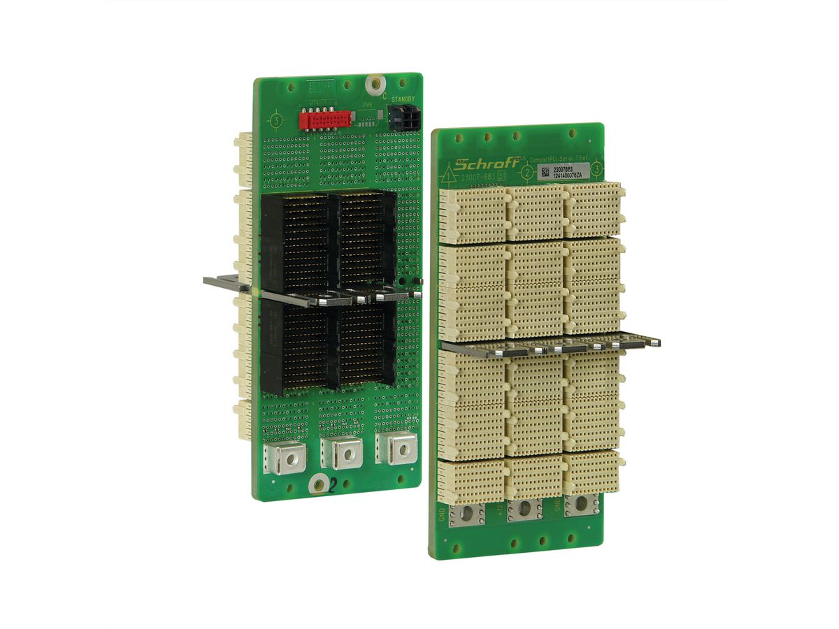 Carte-mère série CPCI SCHROFF, 3 U, 3 slots, System Slot Left, Full-Mesh, avec RIO