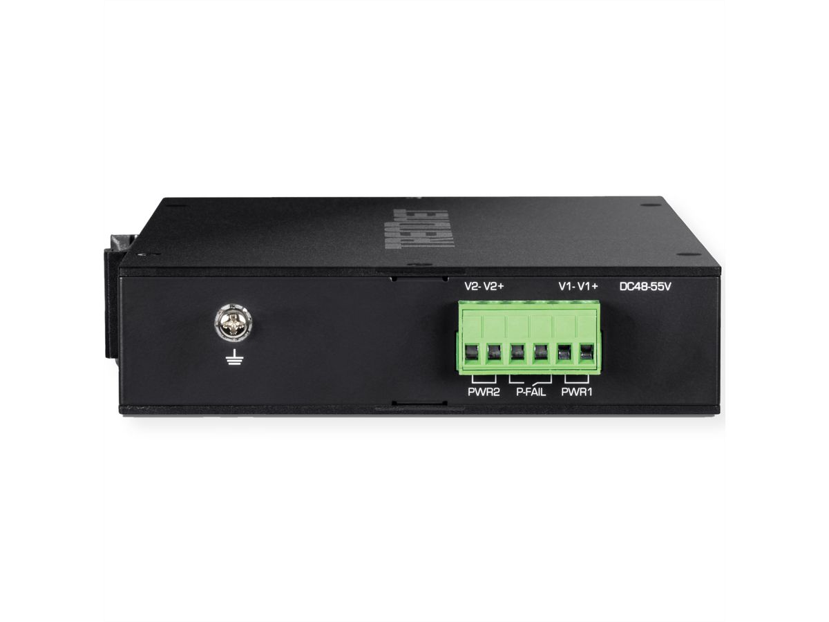 TRENDNET TI-PGM541 Switch Rail DIN industriel PoE+ Gigabit à 5 ports -20° – 65°C, noir