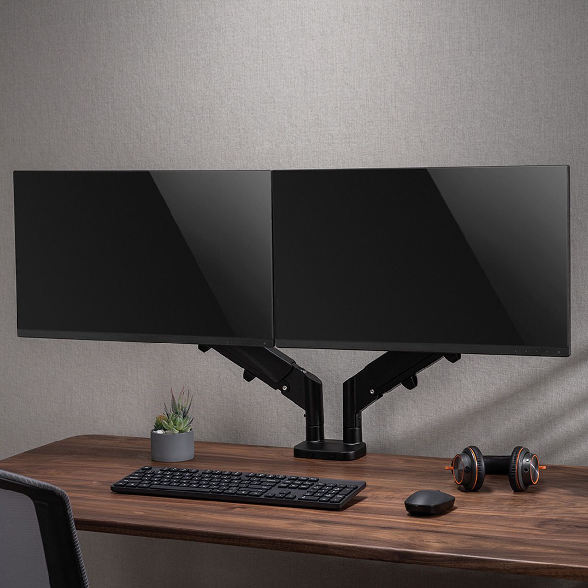 VALUE Bras double LCD, fixation sur bureau, vérin à gaz, 6 articulations