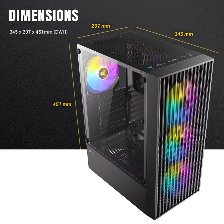 ANTEC AX27 RGB Elite Boîtier PC Midi Tower Gaming ATX, noir