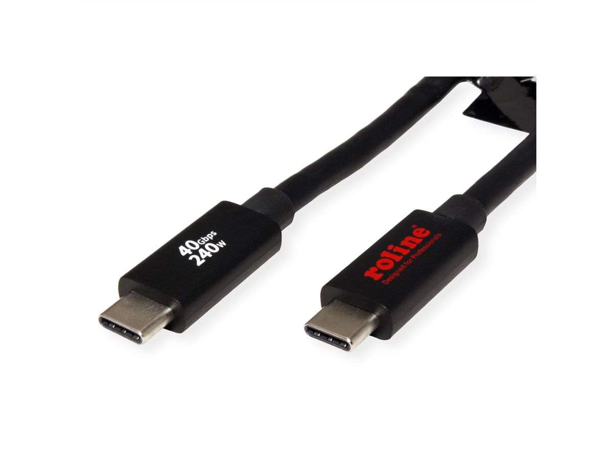 ROLINE Câble USB4 Gen3x2, C–C, M/M, 240W, noir, 2 m