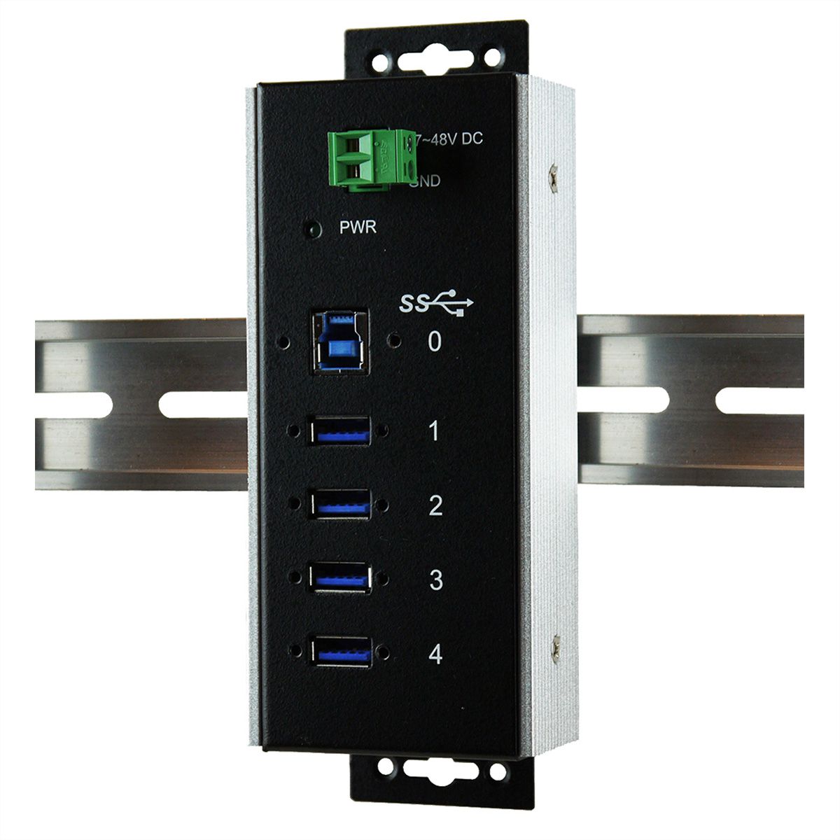 EXSYS EX-1185HMVS-WT Hub USB3.0 métal à 4 ports, Din, plage de -40°C à 85°C