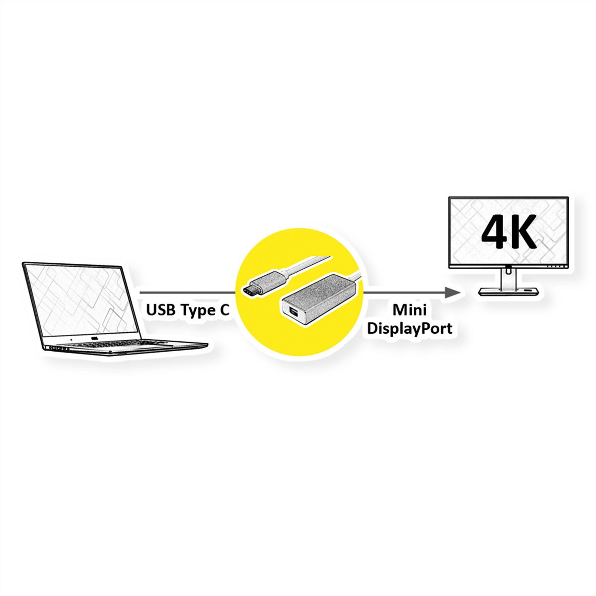 VALUE Adaptateur Type C Mini DisplayPort, v1.2, M/F