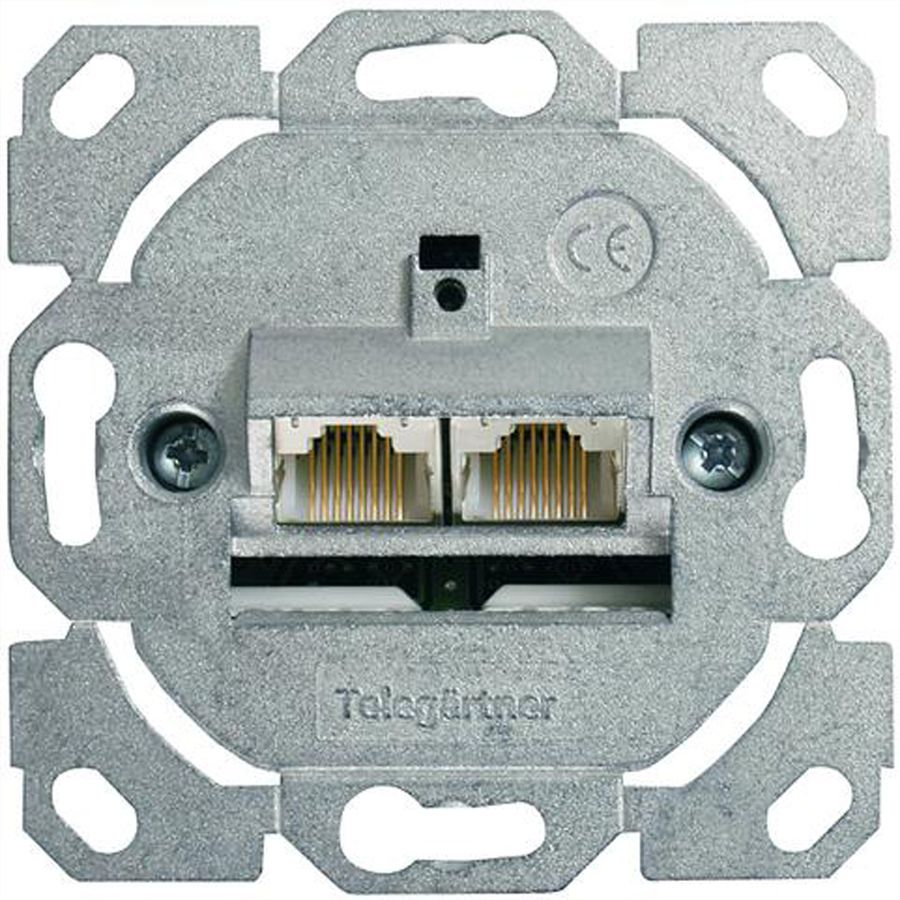 TELEGÄRTNER Embase AMJ45 sans plaque centrale 2xRJ45 Cat.6 (Classe E), (A+C)
