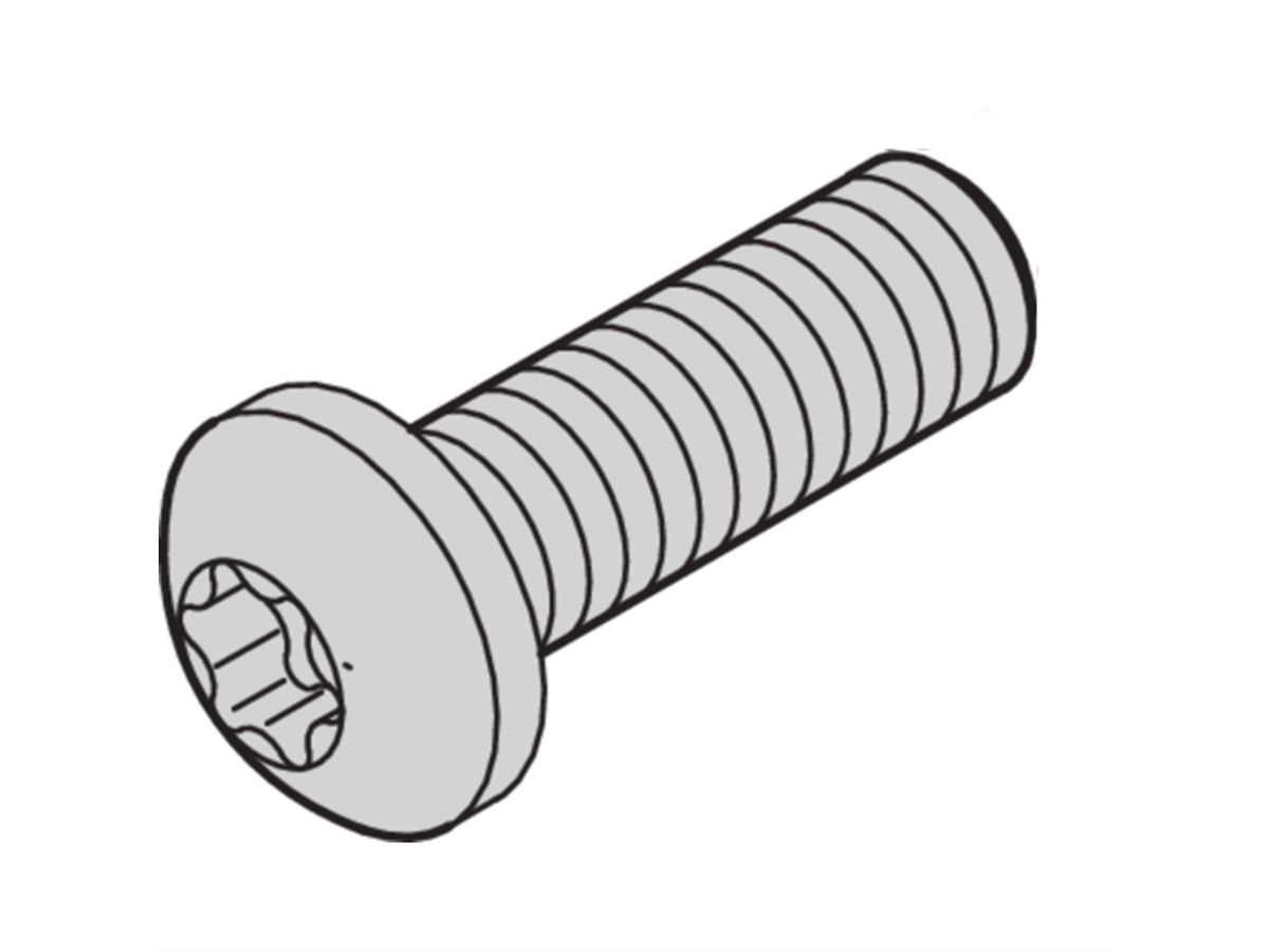 Vis à tête cylindrique de SCHROFF, Torx, fonction GND, acier zingué, M4 × 14 mm, 100 pièces