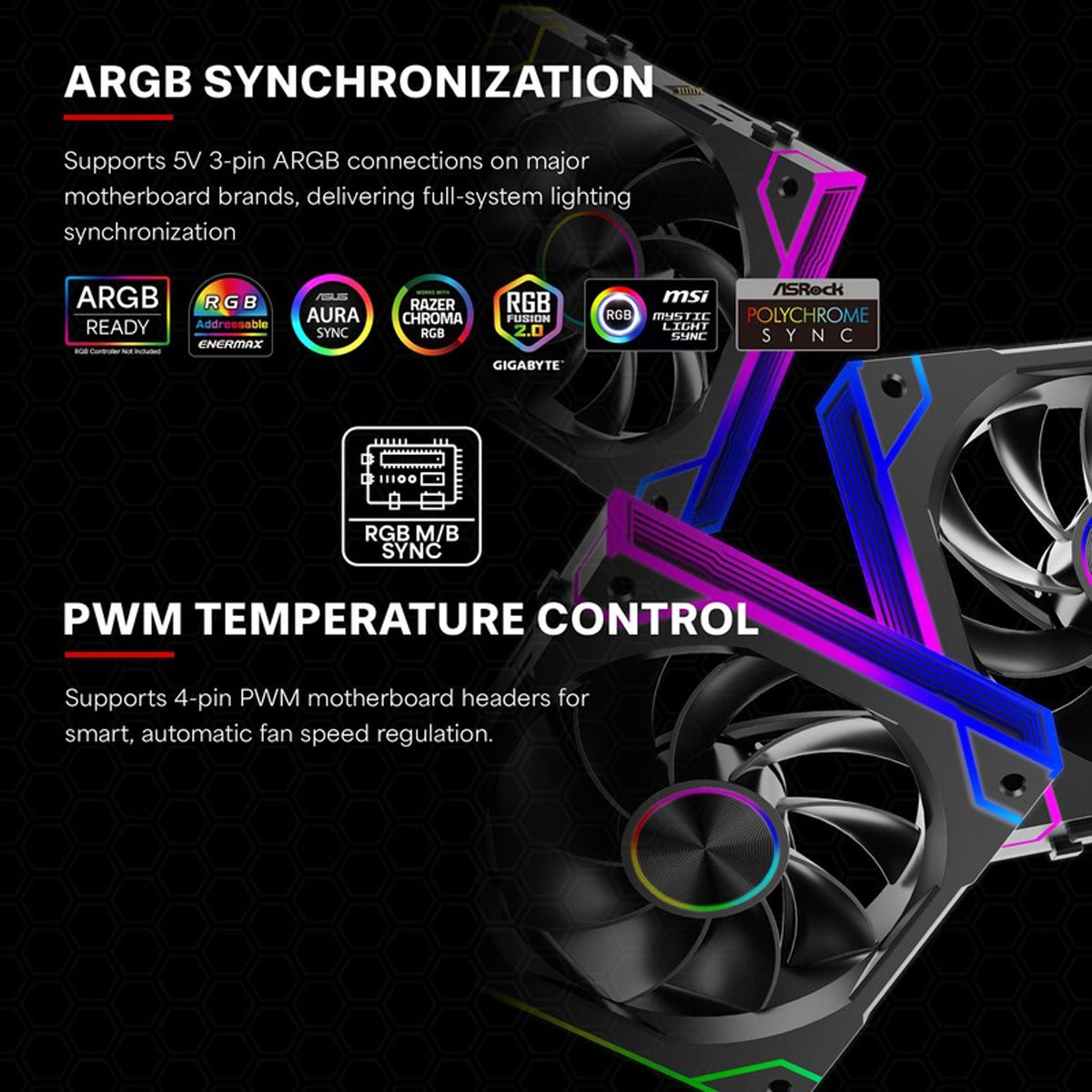 Xilence XPF120.ARGB 120mm PWM Ventilateur de boîtier, ARGB LED
